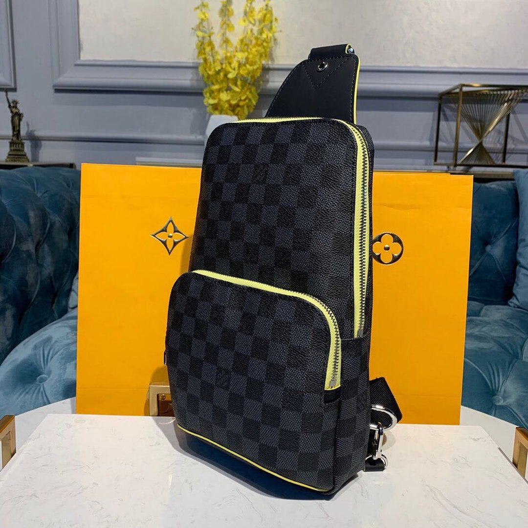 Louis Vuitton Avenue Sling Bag Damier Graphite Canvas Yellow For Men, Bags, Crossbody Bags