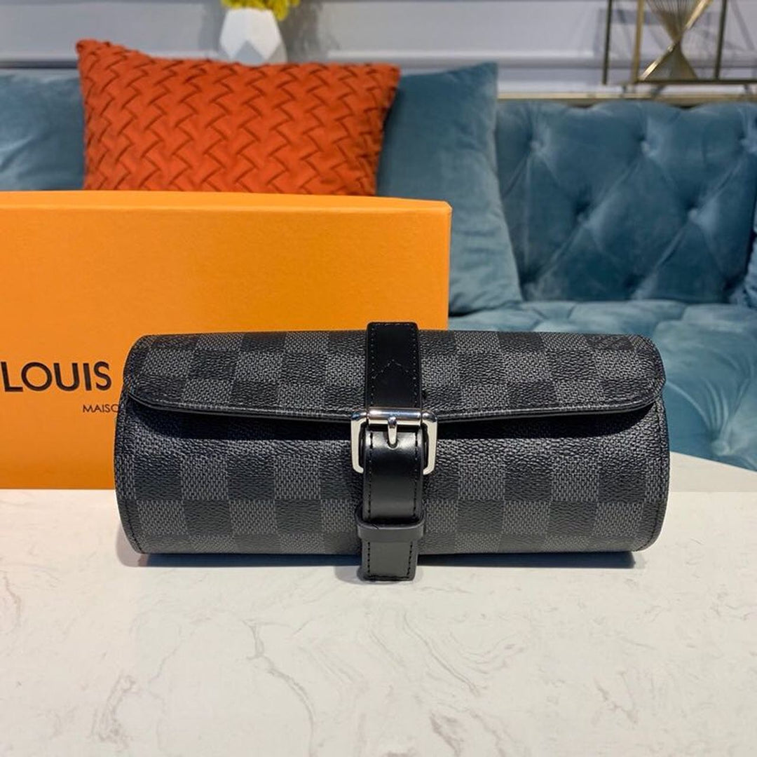 Louis Vuitton 3 Watch Case Damier Graphite Canvas For Men, Bags, Travel Bags