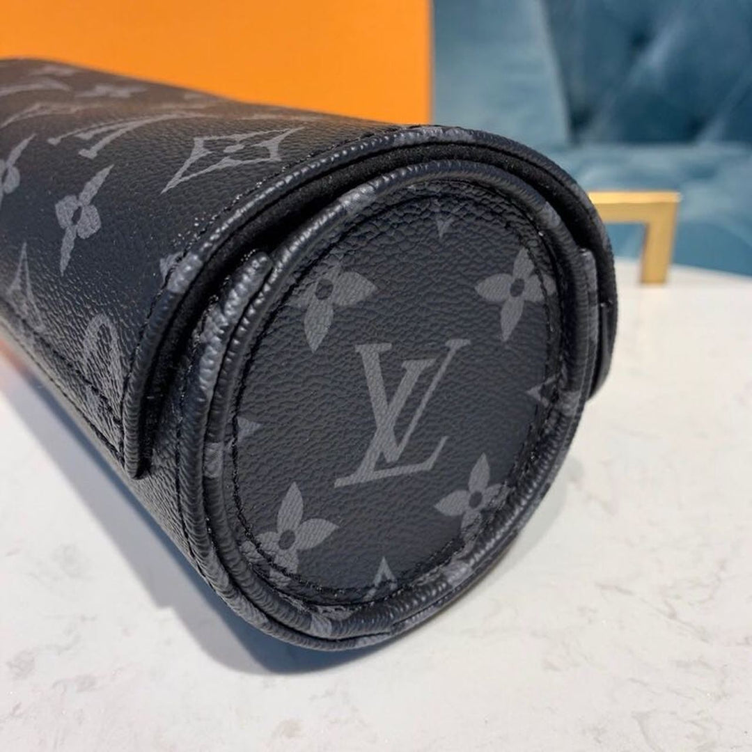 Louis Vuitton 3 Watch Case Monogram Eclipse Canvas For Men, Bags,