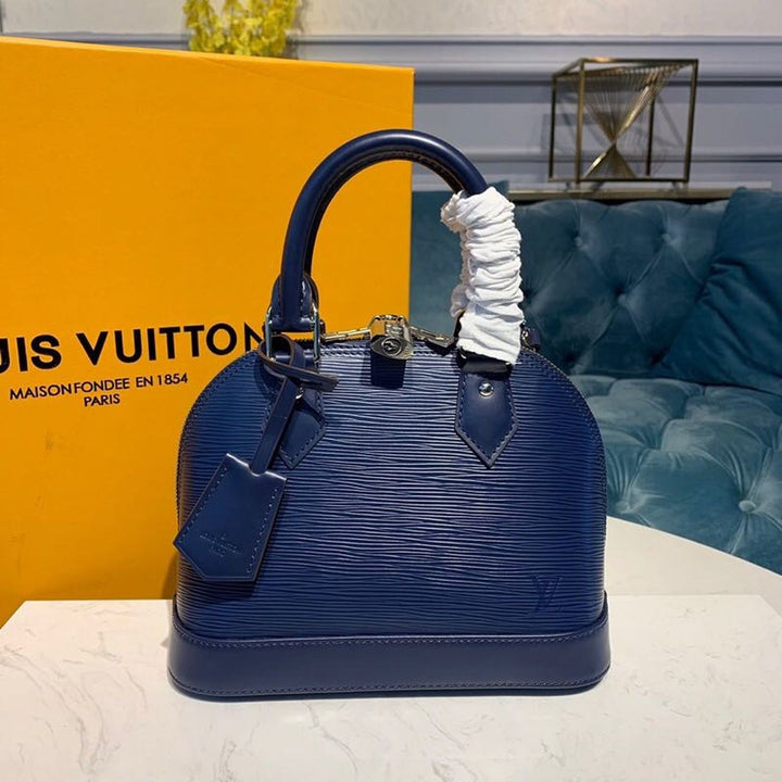 LV Alma BB Epi Indigo Blue For Women, Women’s Handbags, Shoulder And Crossbody Bags 9.2in/23.5cm LV M40855