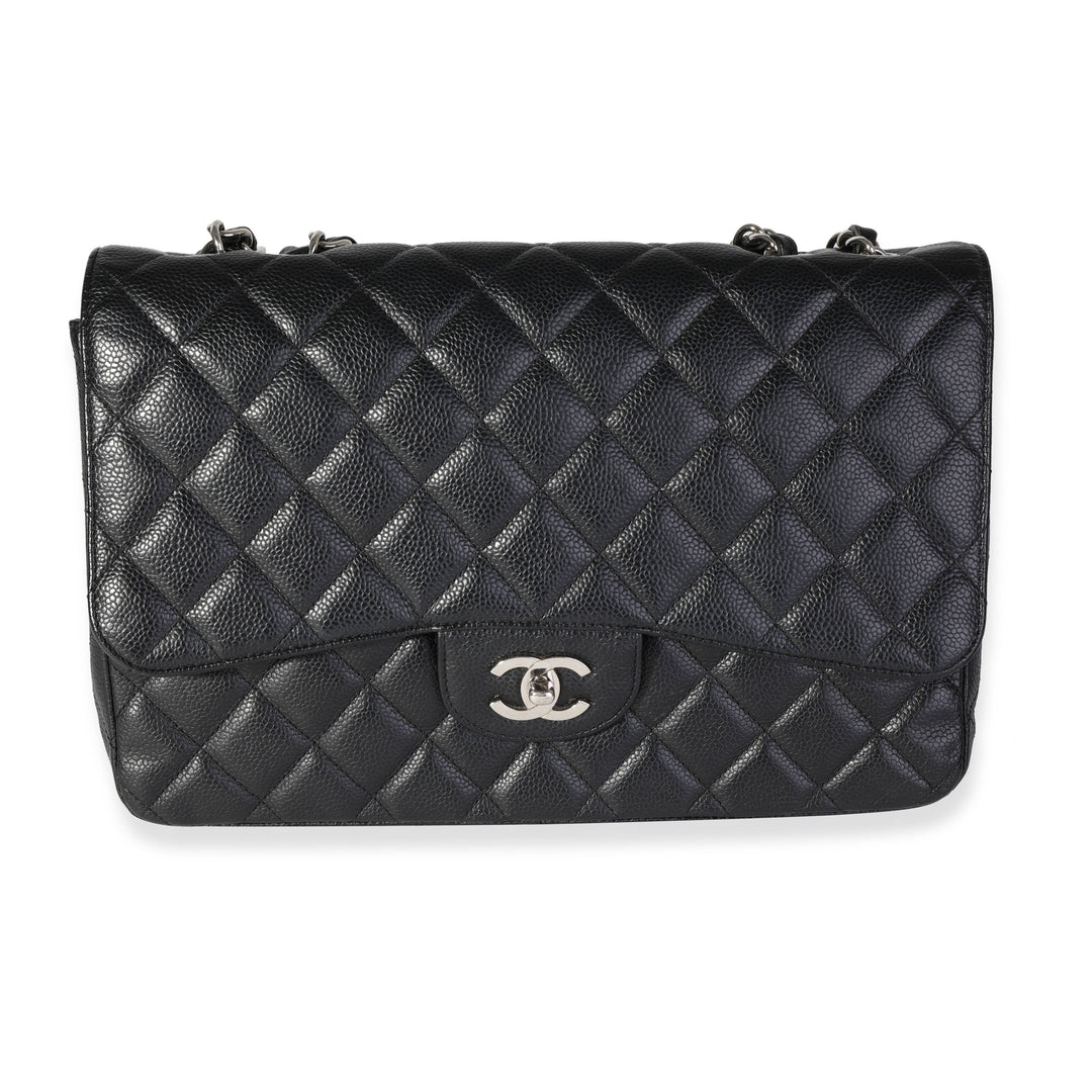 Chanel Black Quilted Caviar Jumbo Classic Single Flap Bag