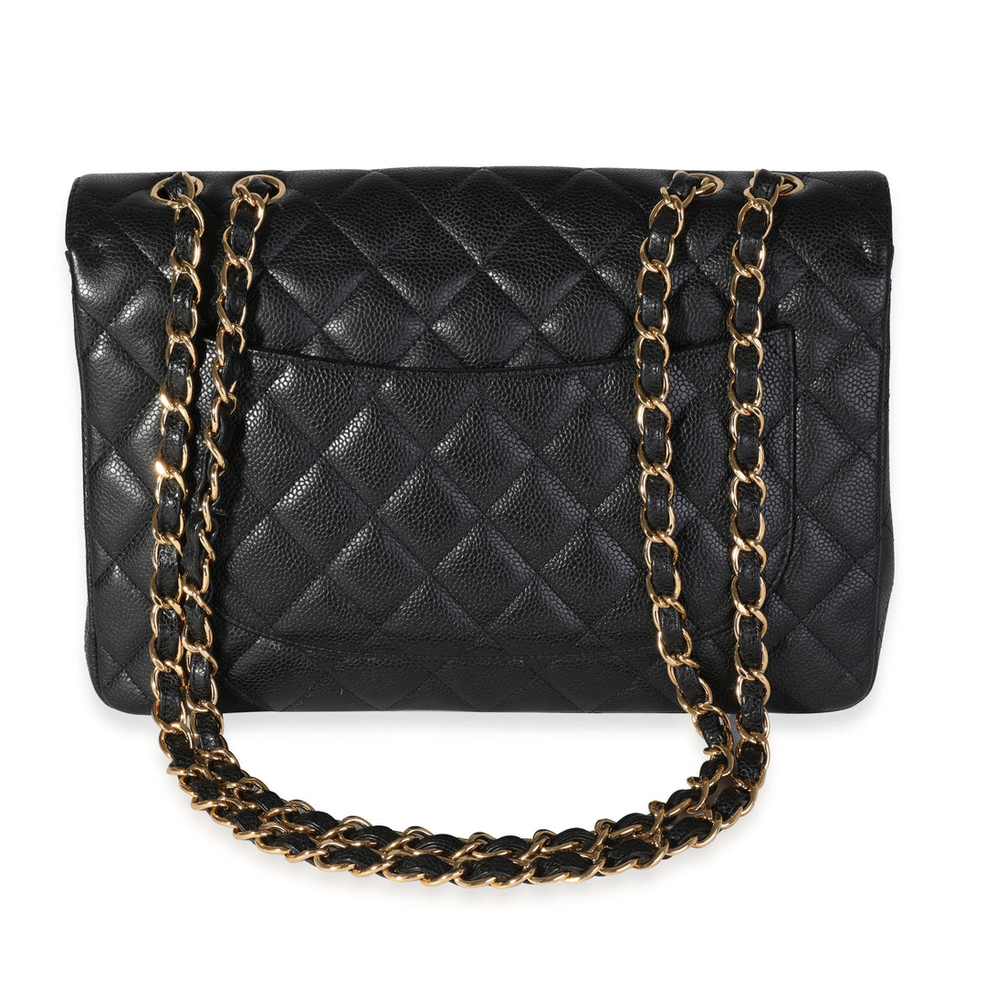 Chanel Black Caviar Quilted Jumbo Classic Single Flap Bag