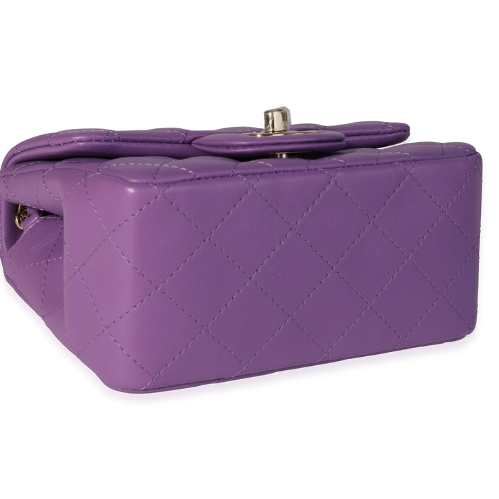 Chanel Purple Quilted Lambskin Classic Square Mini Flap Bag