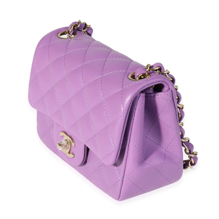 Chanel Purple Quilted Lambskin Classic Square Mini Flap Bag