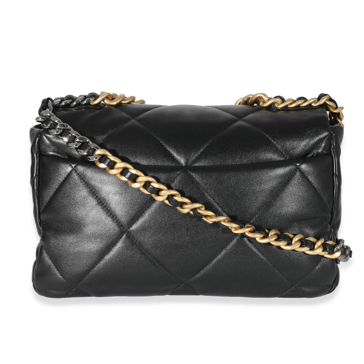 Chanel Black Quilted Goatskin Chanel 19 Flap Bag