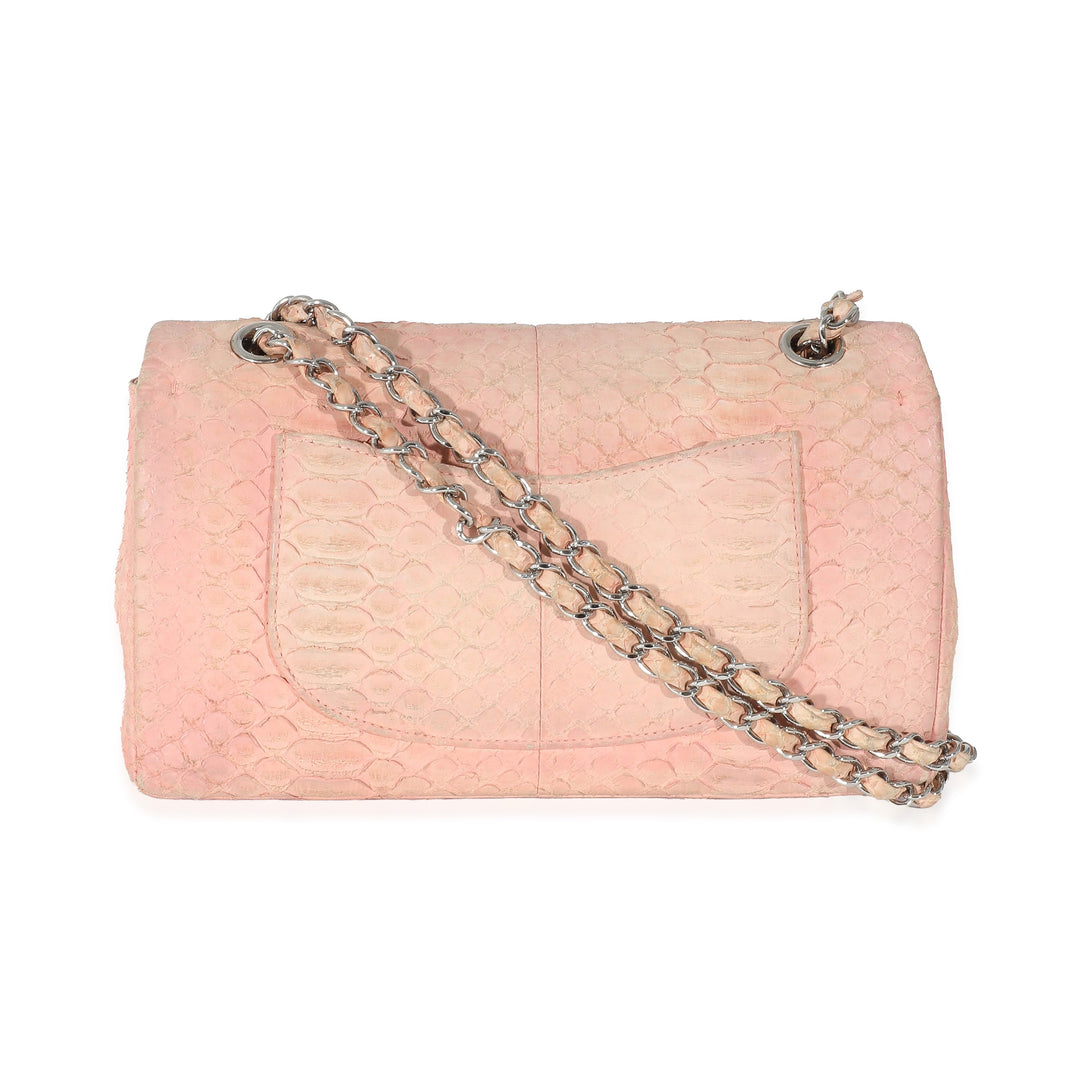 Chanel Pink Matte Python Medium Classic Double Flap Bag