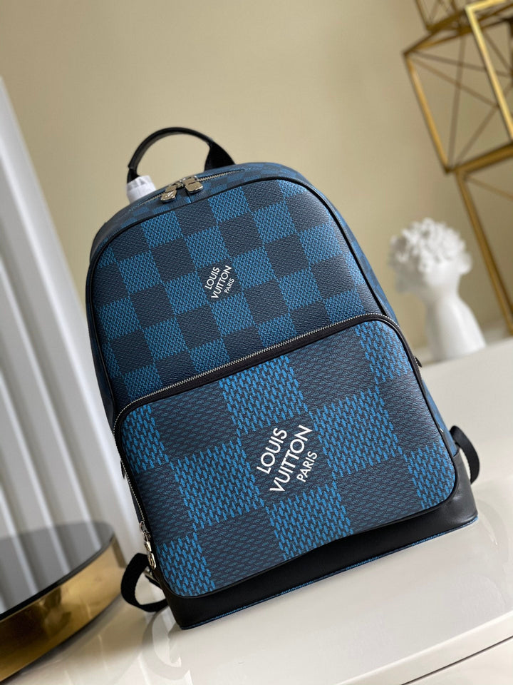 LV Campus Backpack Damier Graphite 3D Canvas Blue For Men, Bags 39cm LV N50008