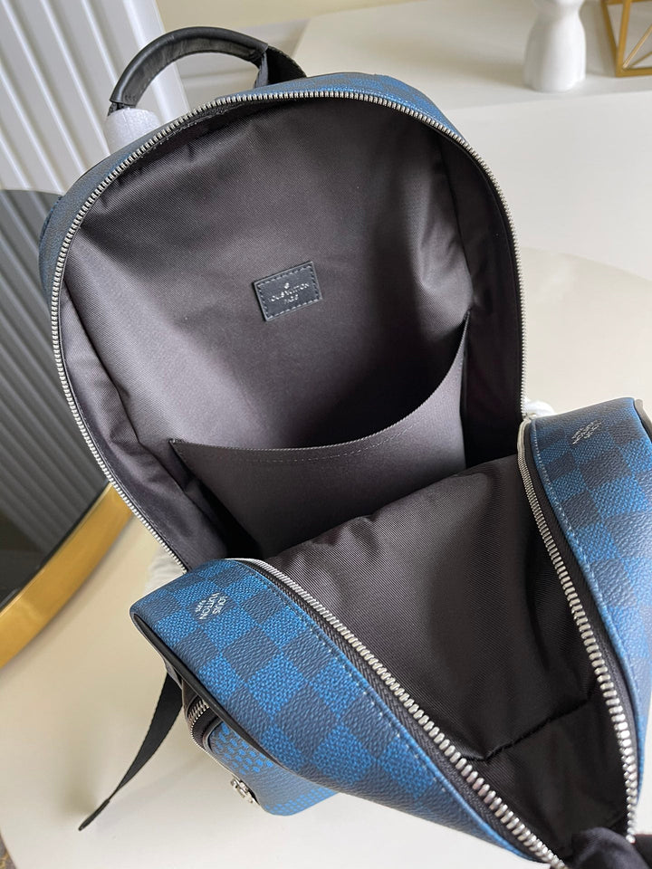 Louis Vuitton Campus Backpack Damier Graphite 3D Canvas Blue For Men, Bags