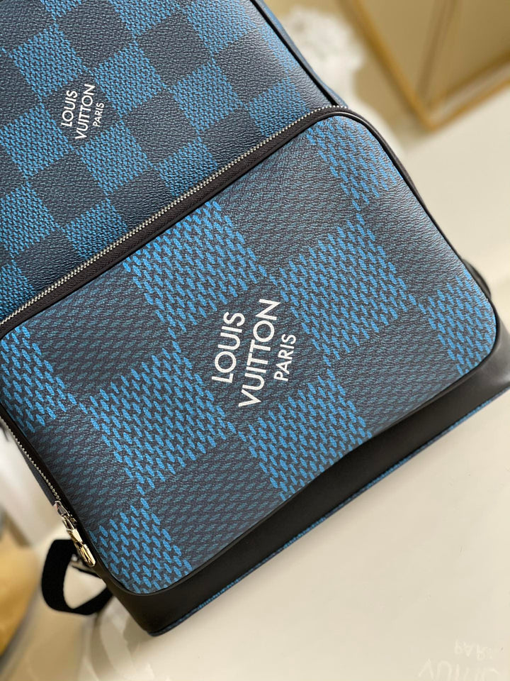 Louis Vuitton Campus Backpack Damier Graphite 3D Canvas Blue For Men, Bags