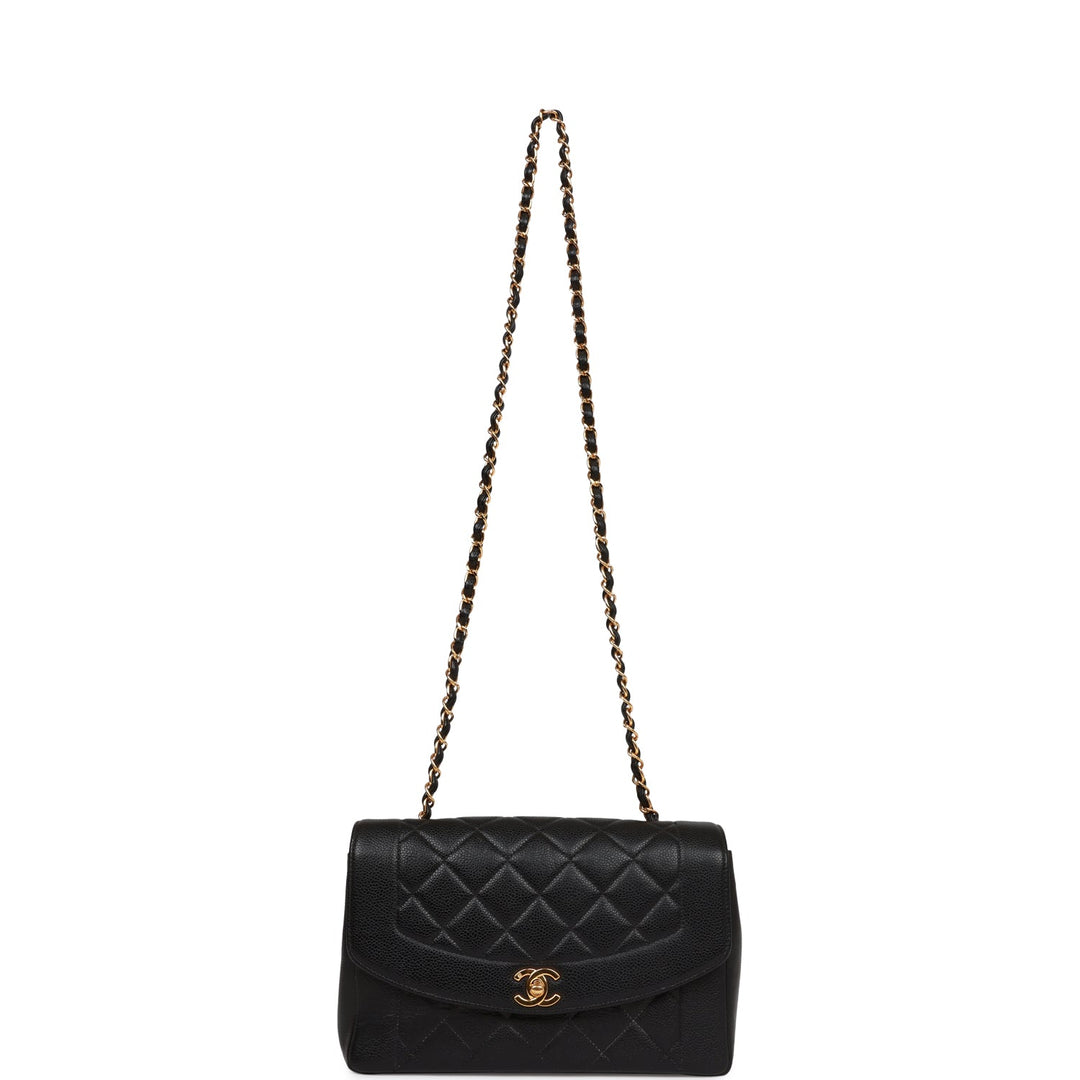 Chanel Vintage Medium Diana Flap Bag Black Caviar Gold Hardware