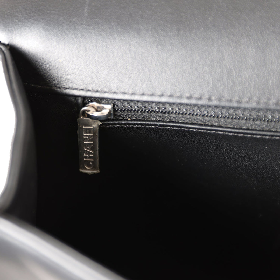 Chanel Medium Boy Bag Black Python and Lambskin Brushed Silver Hardware