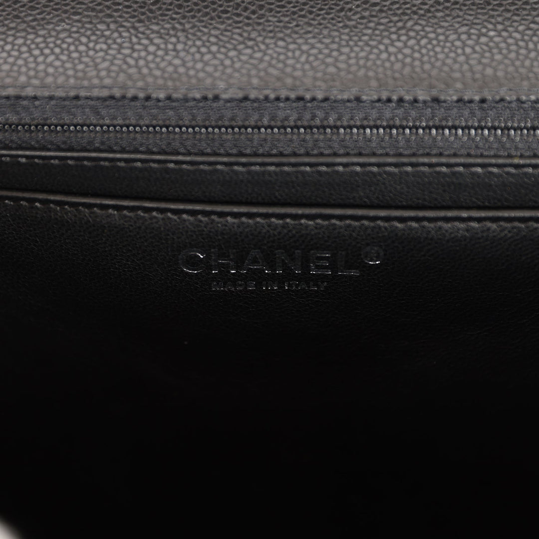 Chanel Maxi Classic Single Flap Bag Black Caviar Silver Hardware