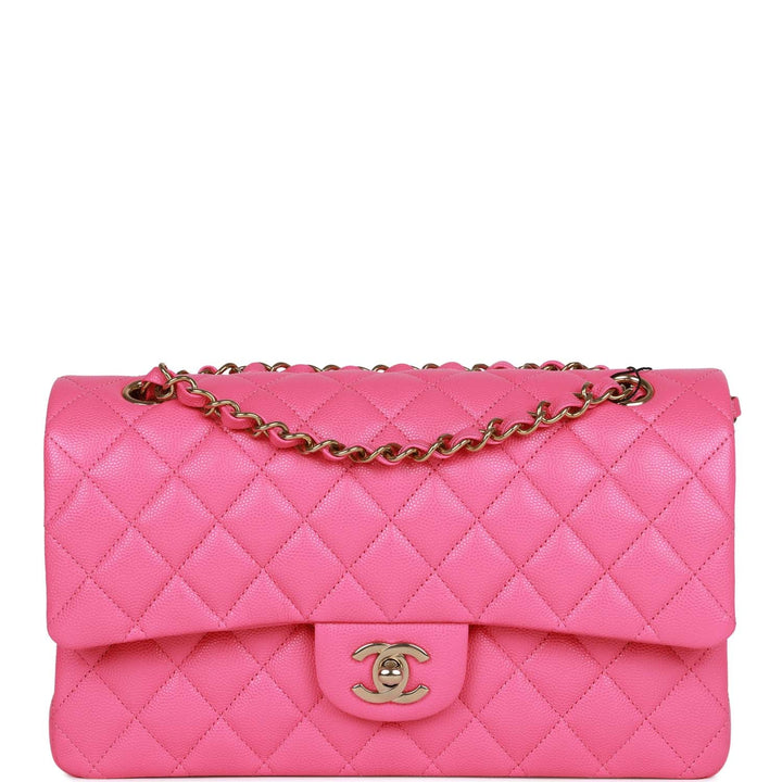 Chanel Medium Classic Double Flap Bag Hot Pink Caviar Gold Hardware