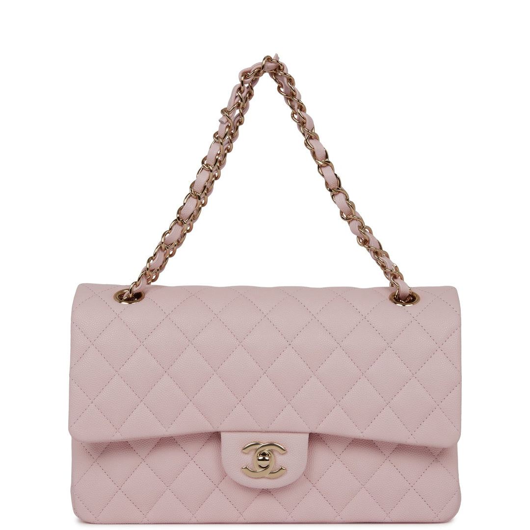 Chanel Medium Classic Double Flap Bag Light Pink Caviar Light Gold Hardware