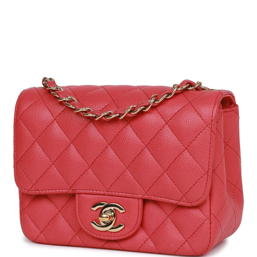 Chanel Mini Square Flap Bag Pink Caviar Gold Hardware