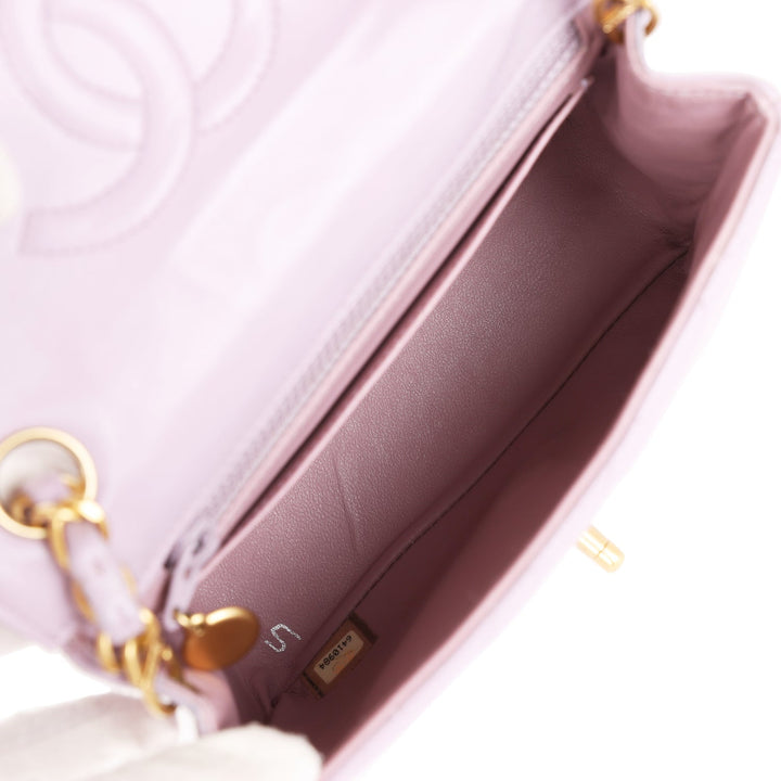 Chanel Vintage Mini Square Flap Bag Light Purple Lambskin Matte Gold Hardware