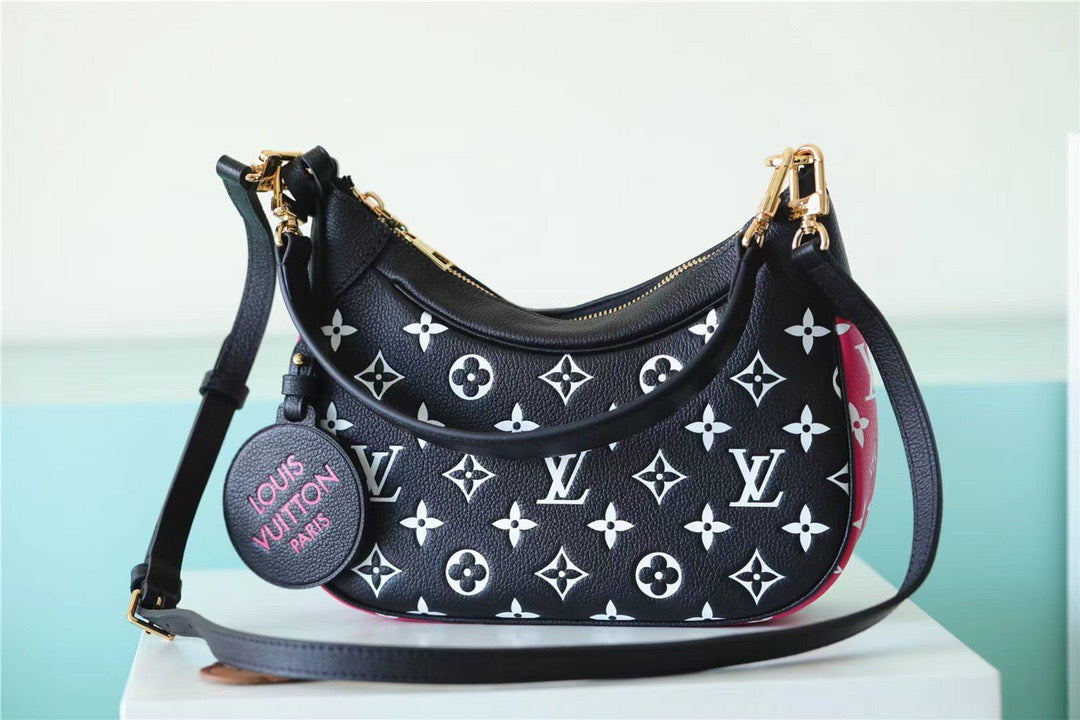 LV Bagatelle Monogram Empreinte Black / White / Pink For Women,  Shoulder And Crossbody Bags 22cm/8.7in LV M46091