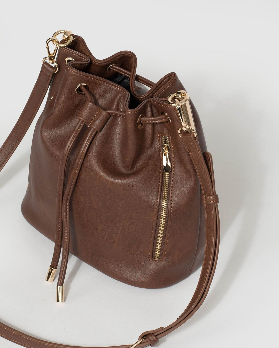 Brown Giselle Hardware Bucket Bag