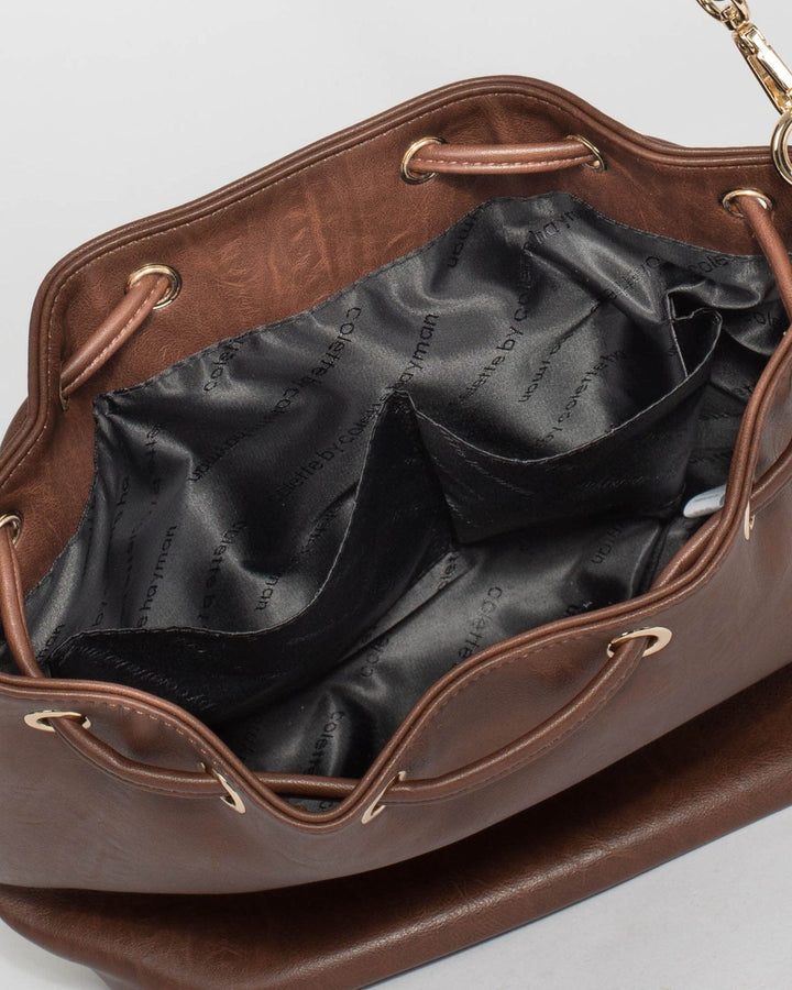 Brown Giselle Hardware Bucket Bag