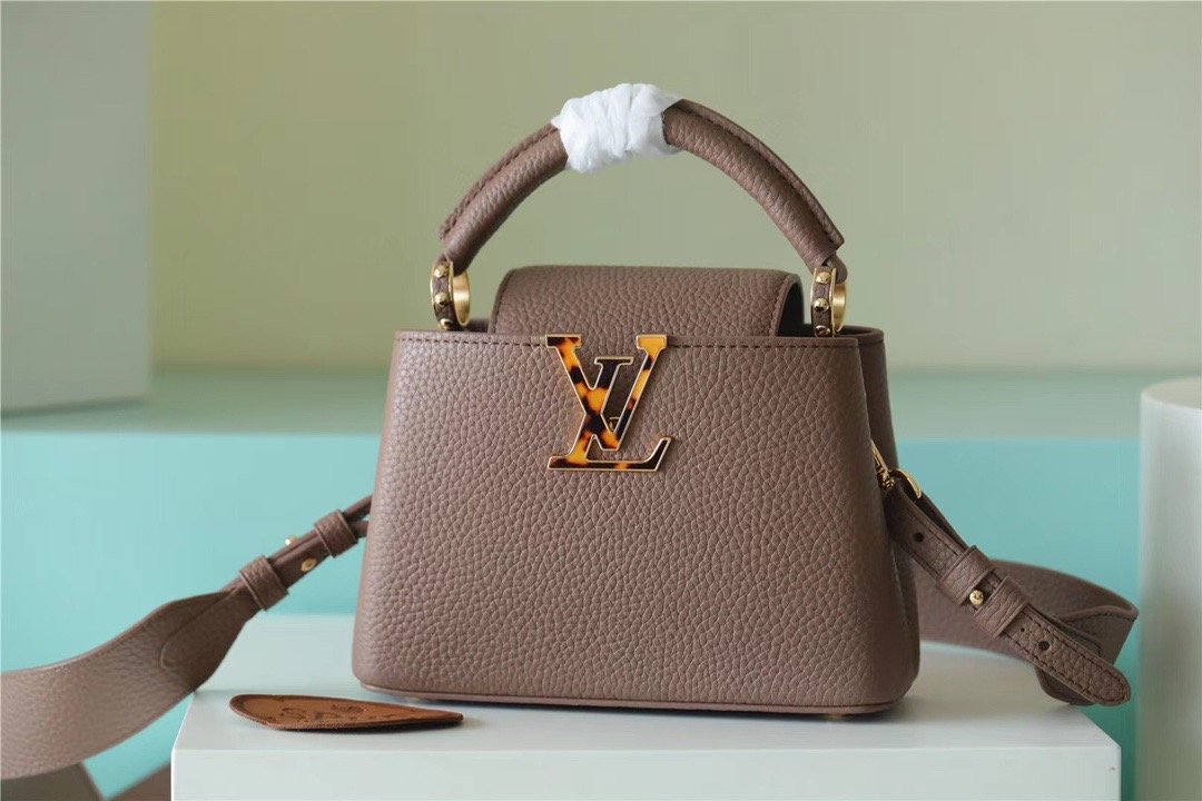 LV Capucines Mini Taurillon Light Brown For Women,  Shoulder And Crossbody Bags 21cm/8.3in LV M56071