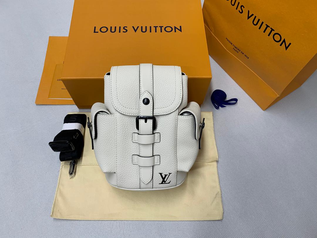 LV Christopher XS Taurillon White For Men, Bags, Shoulder And Crossbody Bags 7.7in/19.5cm LV