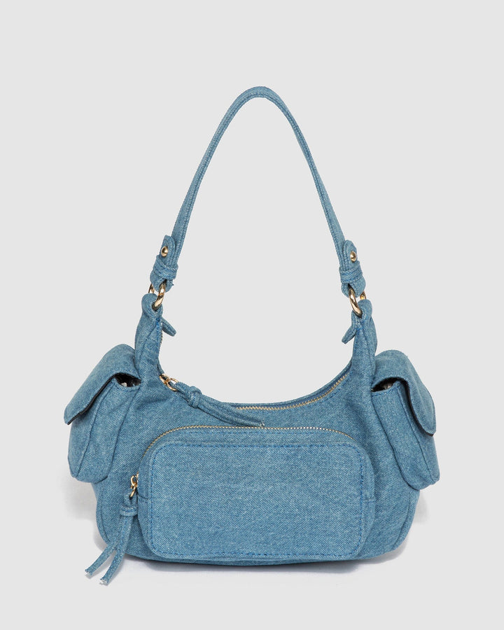 Denim Blue Delilah Pocket Shoulder Bag