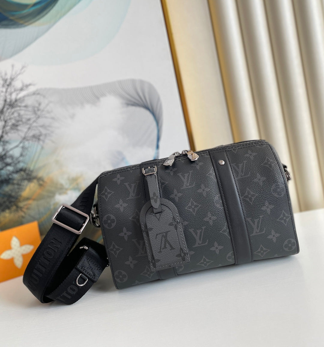 LV City Keepall Monogram Eclipse/Monogram Eclipse Reverse For Men, Bags, Shoulder And Crossbody Bags 10.6in/27cm LV M45936