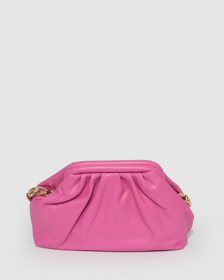 Pink Claire Weave Shoulder Bag