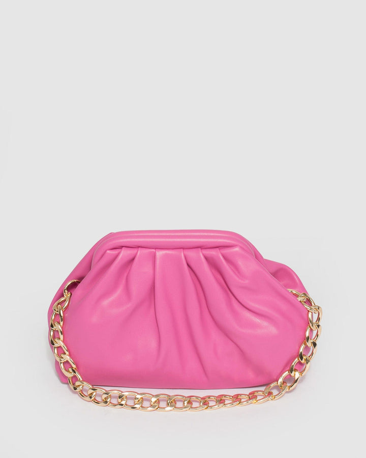 Pink Claire Weave Shoulder Bag