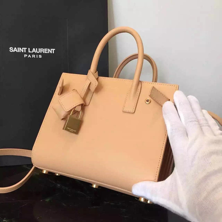 Yves Saint Laurent Nano Sac De Jour Bag In Beige Leather