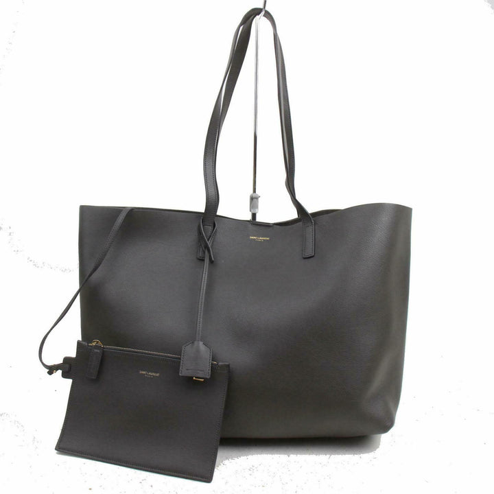 Yves Saint Laurent Tote Bag East West Gray Leather (SHC1-16141)