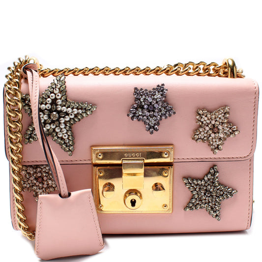 432182 Padlock Embroidered Star Leather Small