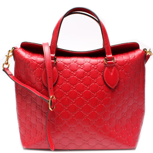 428226 Signature Leather Fold Over Tote