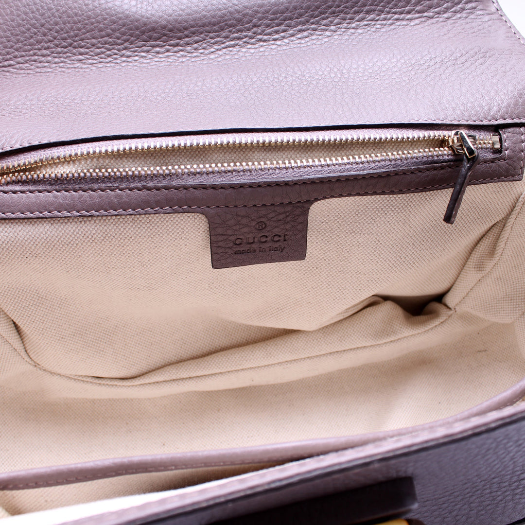 254884 Tassel Bamboo Top Handle Leather Bag