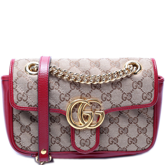 446744 Gucci Canvas Marmont Shoulder Mini Flap Bag