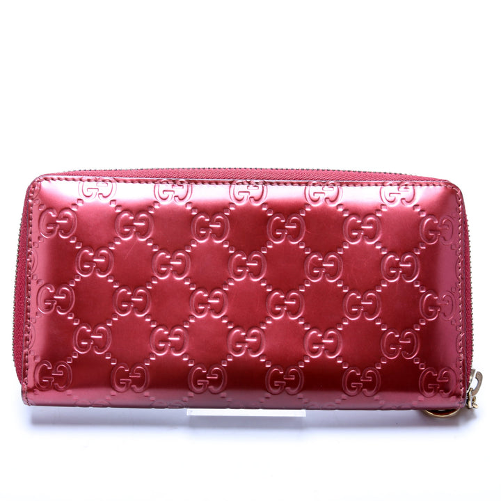 308005 Gucci Leather Interlocking G Heart Zip Around Wallet