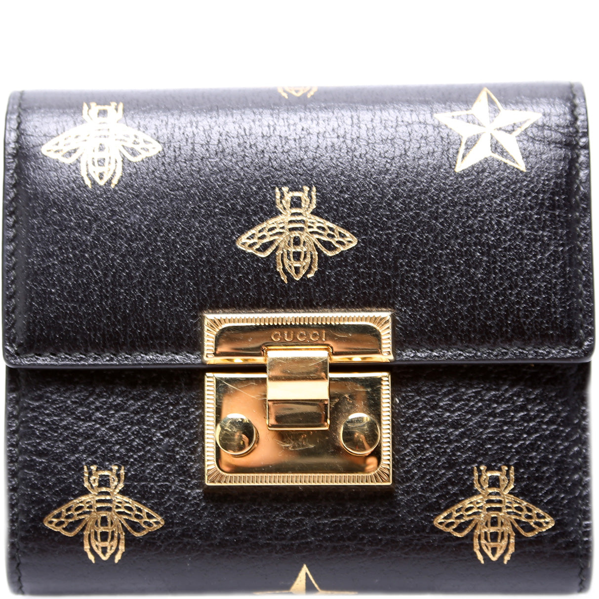 453155 Bee Star Leather Padlock Wallet