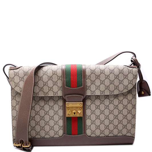 437543 Gucci Supreme Padlock Web Messenger Bag