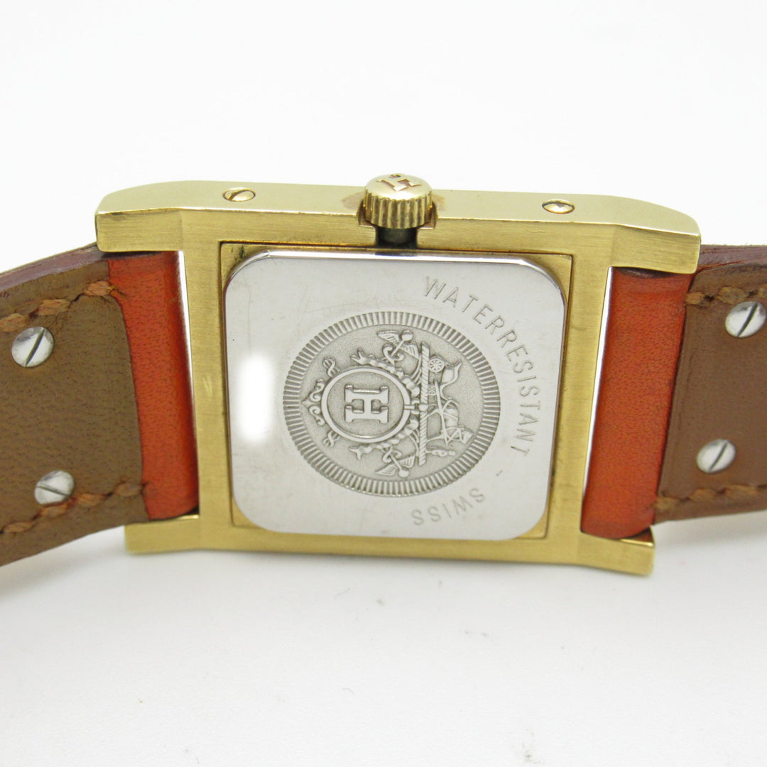 HERMES Medor Wrist Watch watch Wrist Watch ME1.201 Quartz White Gold Plated Leather belt