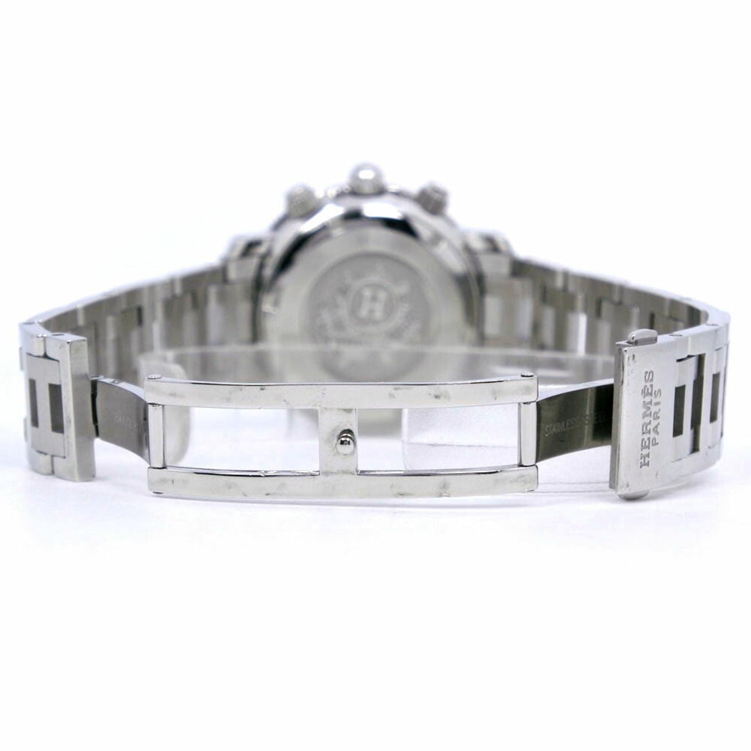 HERMES Diver's Watch Clipper CL2.310 Stainless Steel Silver Quartz Chronograph Ladies Black Dial