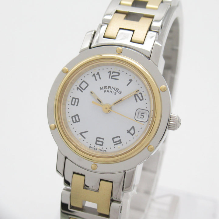 HERMES Clipper Wrist Watch Watch Wrist Watch CL4.220 Quartz White Gold Plated Stainless Steel