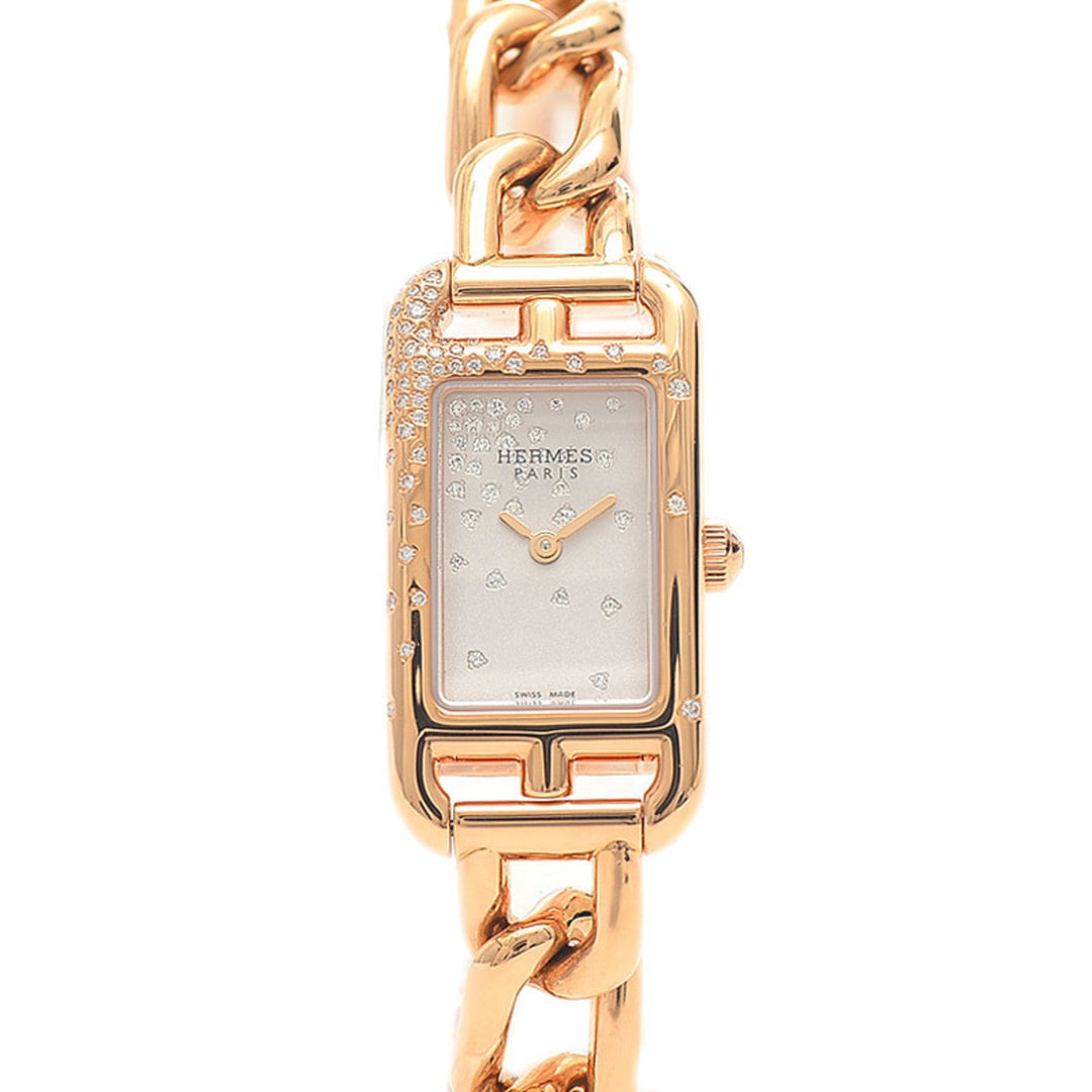 HERMES Nantucket Women's Watch White Dial K18PG/Diamond Quartz NA2.172