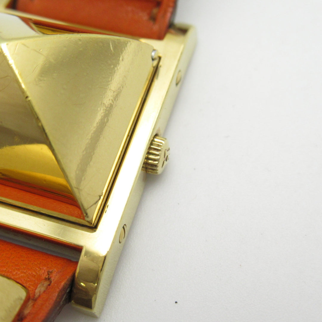 HERMES Medor Wrist Watch watch Wrist Watch ME1.201 Quartz White Gold Plated Leather belt