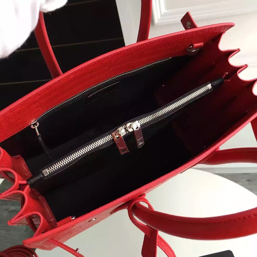 Yves Saint Laurent Small Sac De Jour Croc Embossed Red Bag