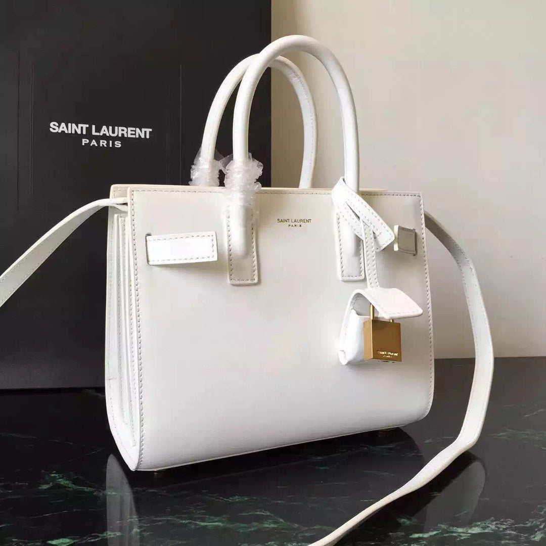 Yves Saint Laurent Nano Sac De Jour Bag In White Leather