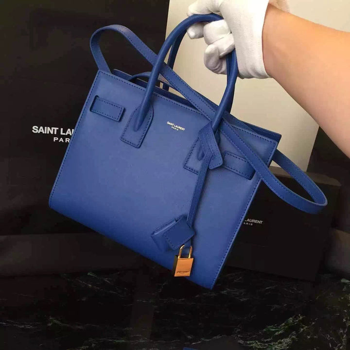 Yves Saint Laurent Baby Sac De Jour Bag In Blue Leather