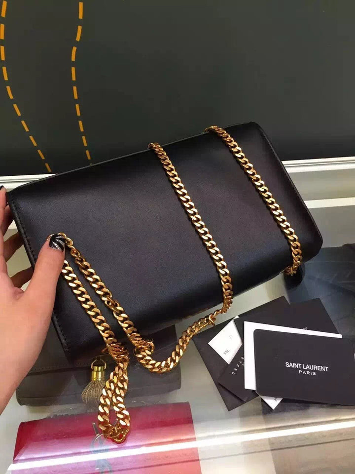 Yves Saint Laurent Medium Monogramme Tassel Bag In Black Calfskin