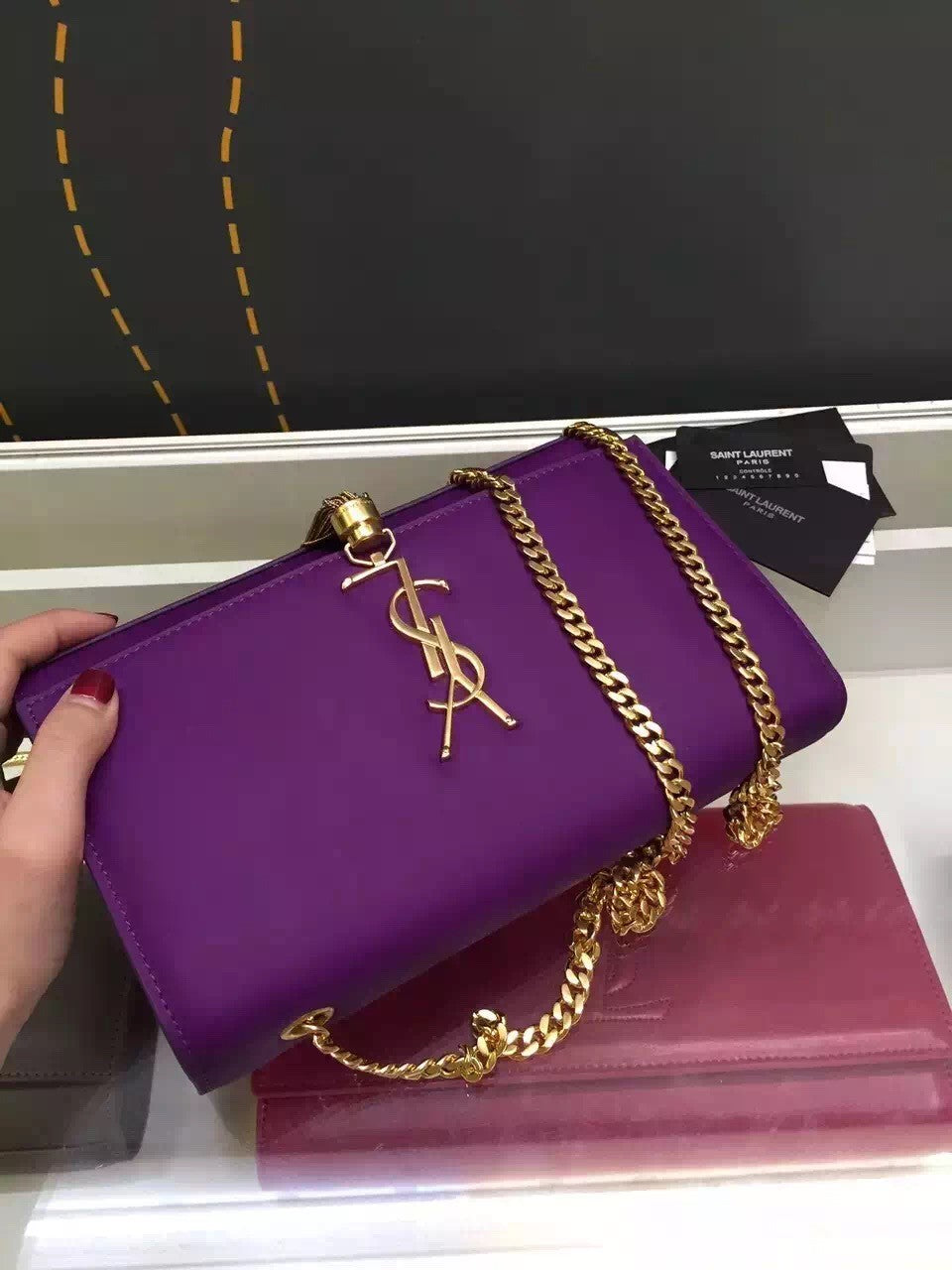 Yves Saint Laurent Medium Monogramme Tassel Bag In Purple Calfskin