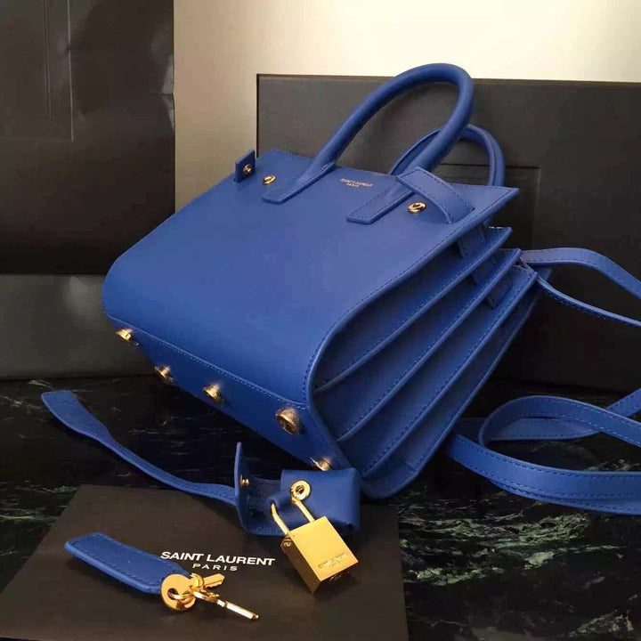 Yves Saint Laurent Nano Sac De Jour Bag In Blue Leather