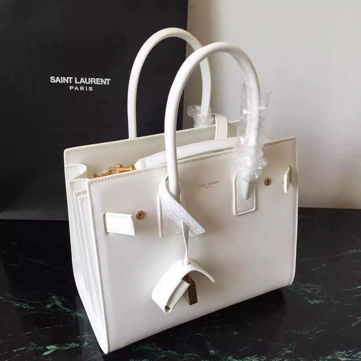 Yves Saint Laurent Baby Sac De Jour Bag In White Leather